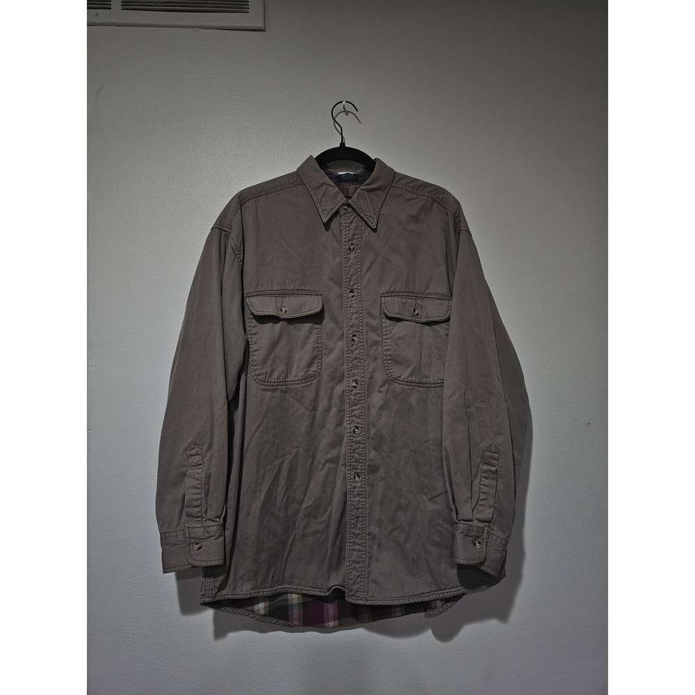 Salmon River Traders Shirt Mens XL Brown Flannel Lined Button Up Workwear Jacket